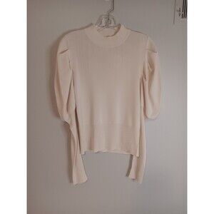 New Bohme Knit Top Cream Sz Large Puff Sleeve